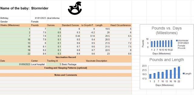 Baby growth tracker