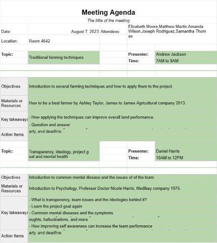 Meeting Agenda