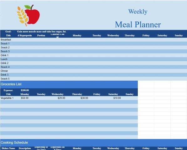 Weekly Meal planner