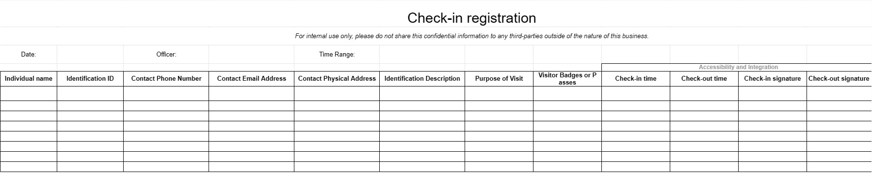 Check in registration