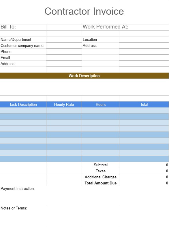 Contractor Invoice