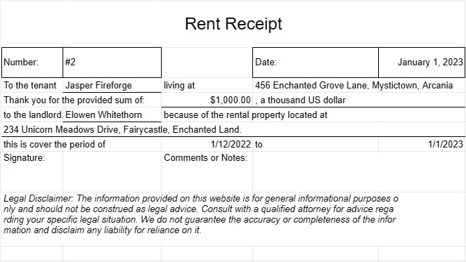 Rent Receipt