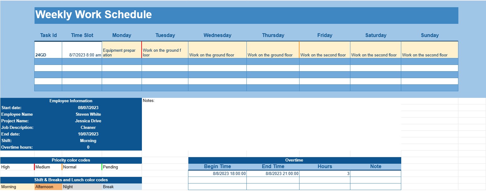 Weekly Work Schedule