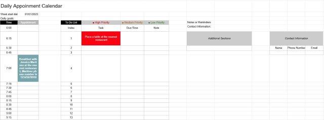 Dagelijkse afsprakenkalender